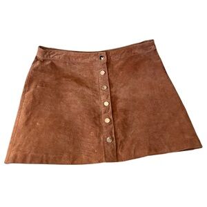 Brown Suede Button-Up Skirt